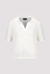 Monari Ajour polo shirt with rhinestones 409971