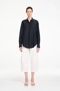 Mela Purdie Crop Barrel Pant in White F419 10003 - Pre-Order November Delivery