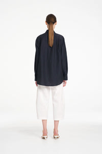 Mela Purdie Crop Barrel Pant in White F419 10003 - Pre-Order November Delivery