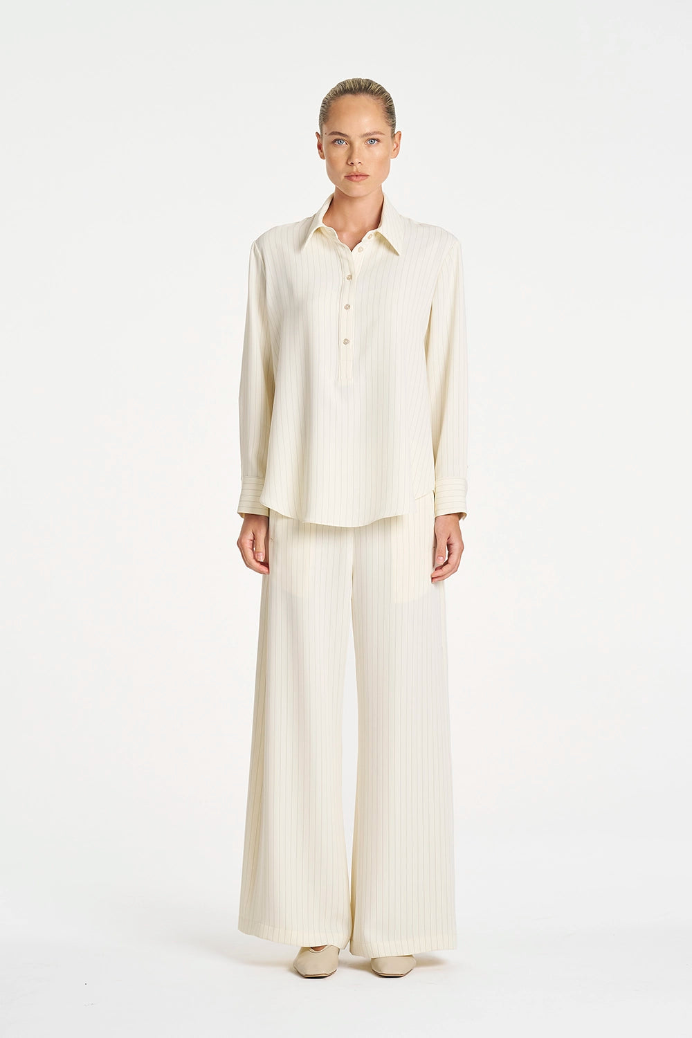 Mela Purdie Tab Shirt in Vanilla/Black F734 80068 - Pre-Order July Delivery