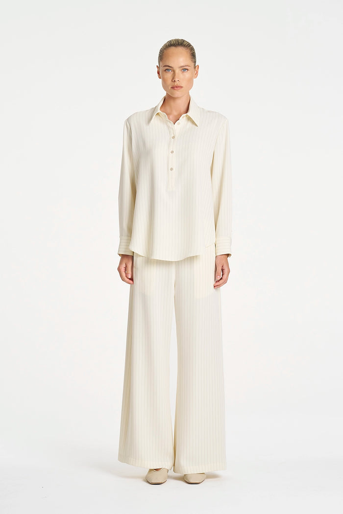 Mela Purdie Tab Shirt in Vanilla/Black F734 80068 - Pre-Order July Delivery