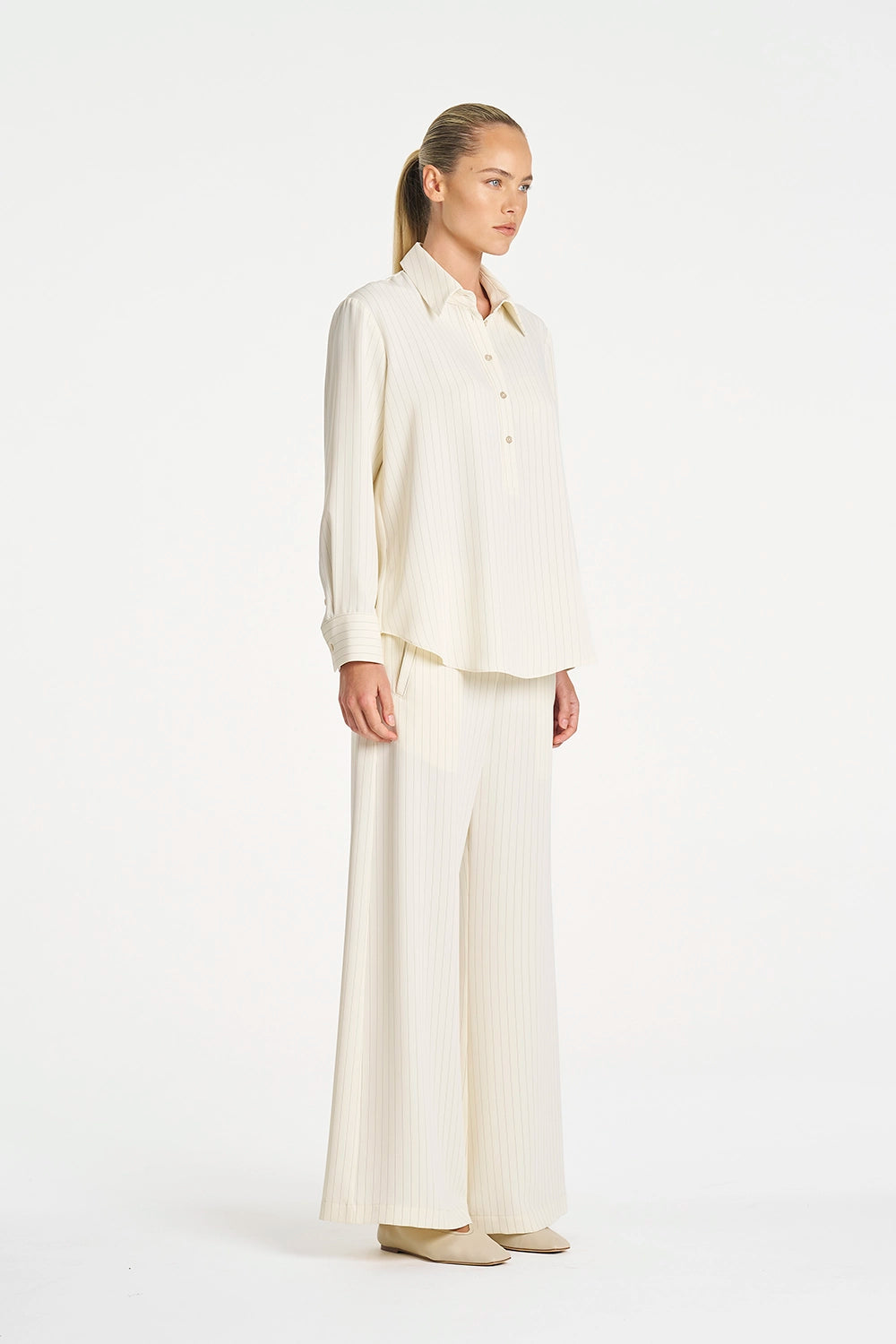 Mela Purdie Tab Shirt in Vanilla/Black F734 80068 - Pre-Order July Delivery