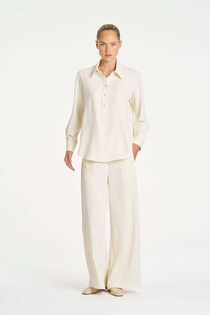 Mela Purdie Tab Shirt in Vanilla/Black F734 80068 - Pre-Order July Delivery