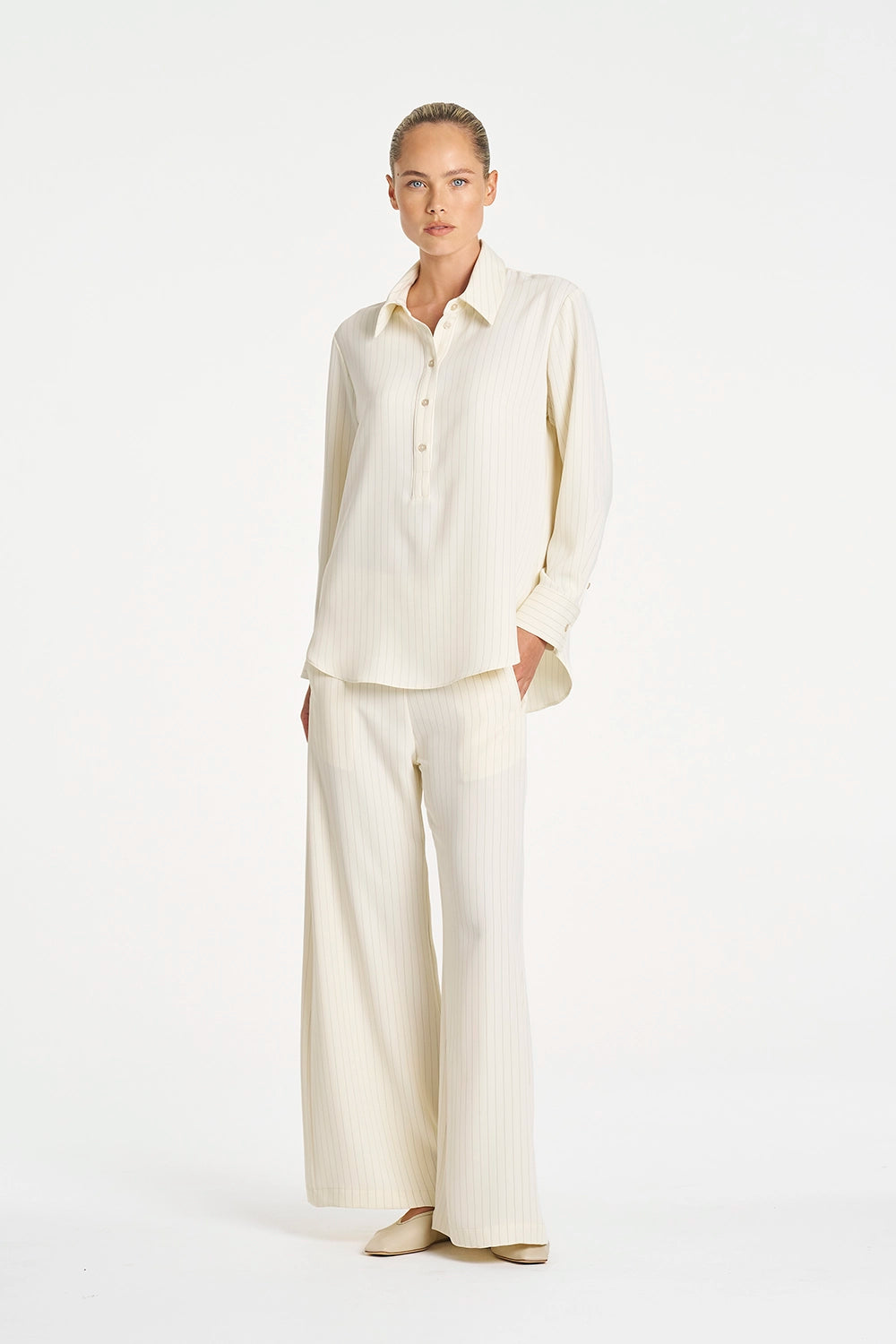 Mela Purdie Tab Shirt in Vanilla/Black F734 80068 - Pre-Order July Delivery