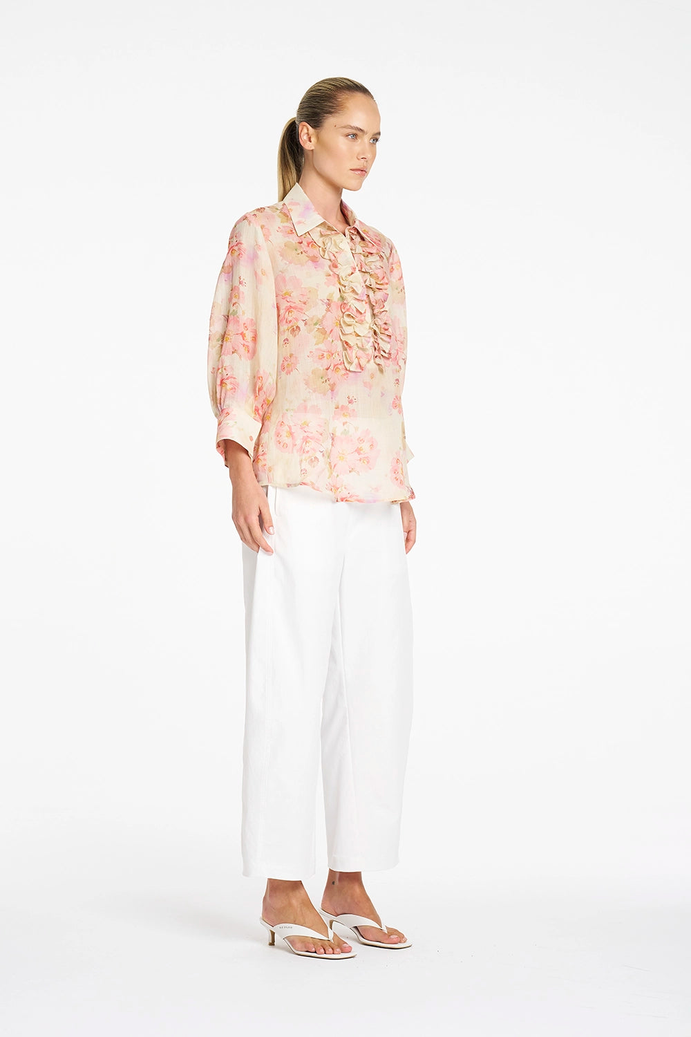 Mela Purdie Ruffle Resort Top in Misty F862 80047