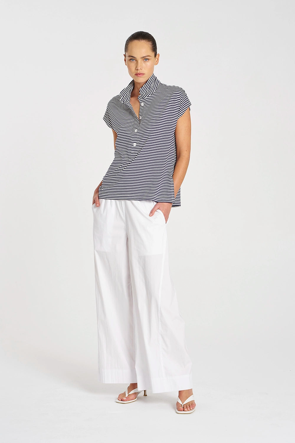 Mela Purdie Henley Tank in Marine/White F538 8755
