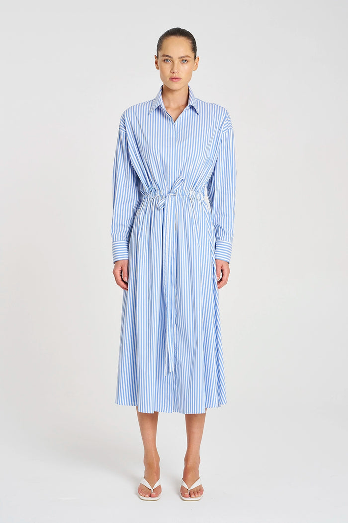 Mela Purdie Draw Waist Dress in Miami/White F731 3020 - Pre-Order September Delivery