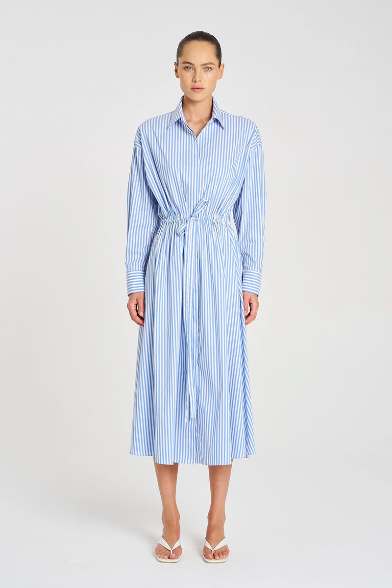 Mela Purdie Draw Waist Dress in Miami/White F731 3020 - Pre-Order September Delivery