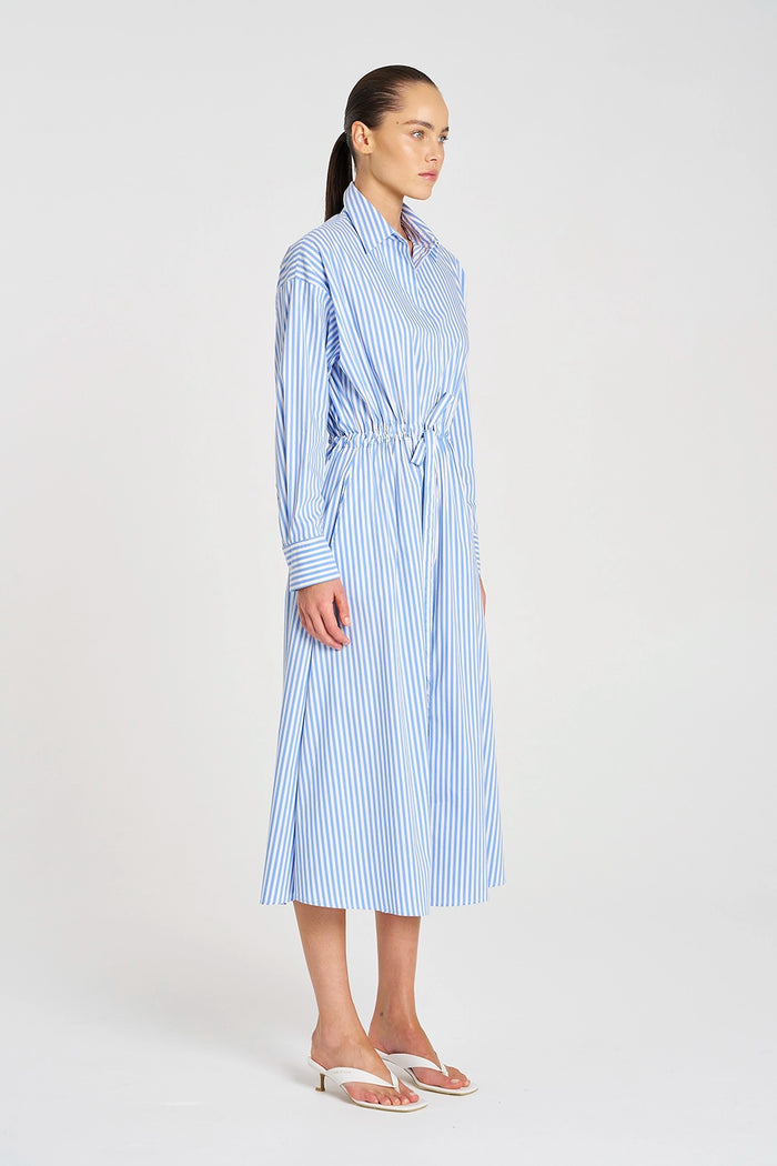 Mela Purdie Draw Waist Dress in Miami/White F731 3020 - Pre-Order September Delivery