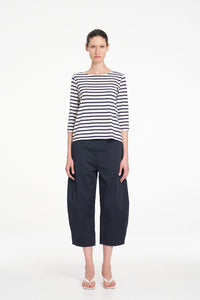 Mela Purdie Crop Barrel Pant in Navy F419 10003 - Pre-Order November Delivery