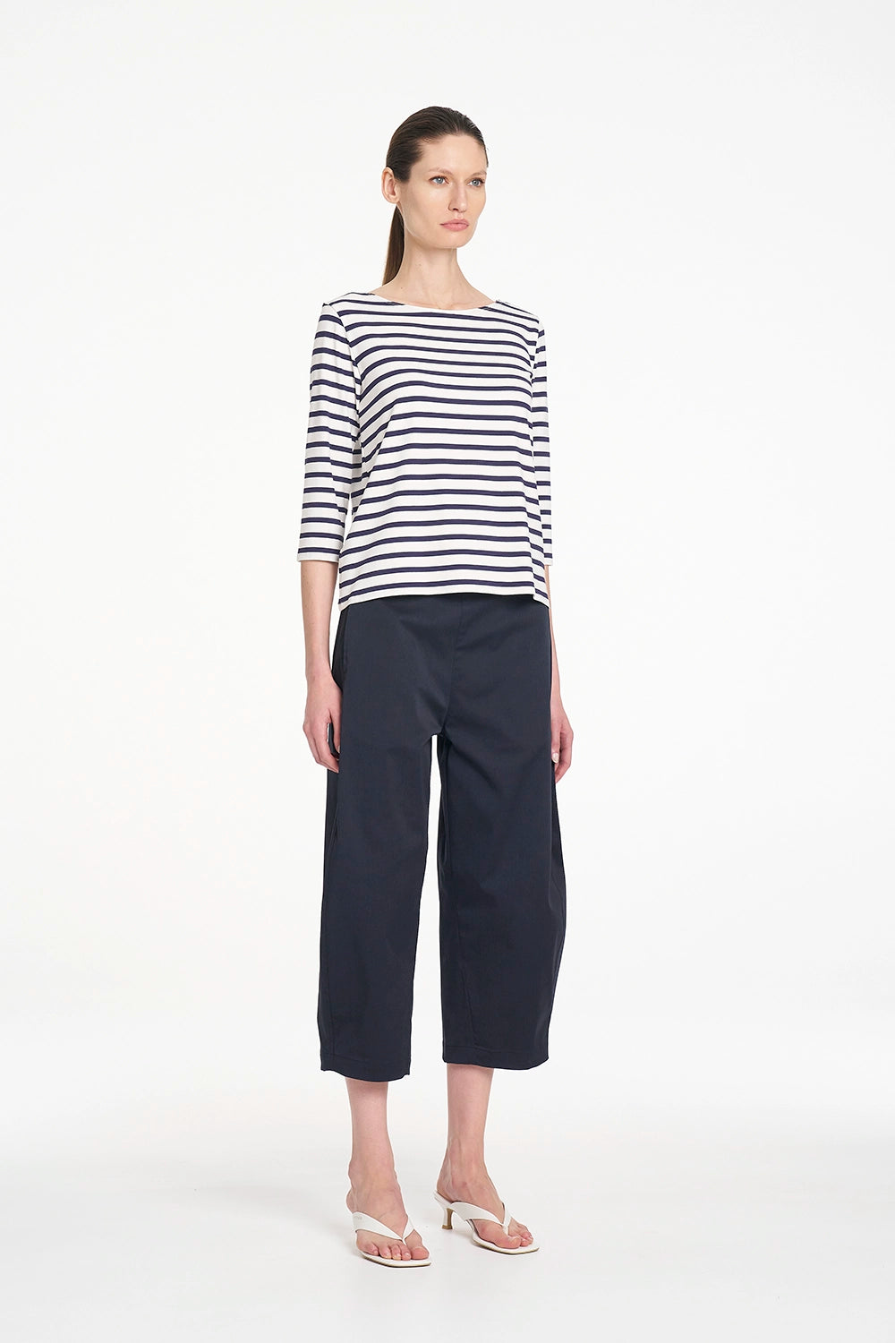 Mela Purdie Relaxed Boat Neck in White/Ink F541 2630 - Pre-Order November Delivery