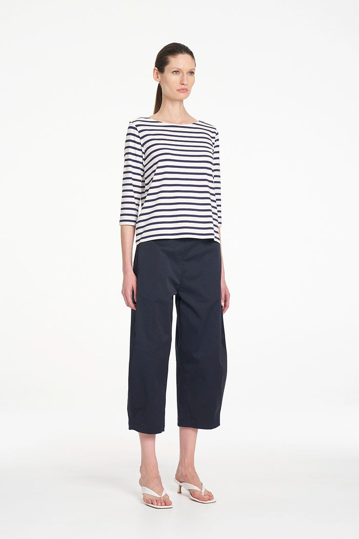 Mela Purdie Crop Barrel Pant in Navy F419 10003 - Pre-Order November Delivery