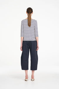 Mela Purdie Crop Barrel Pant in Navy F419 10003 - Pre-Order November Delivery