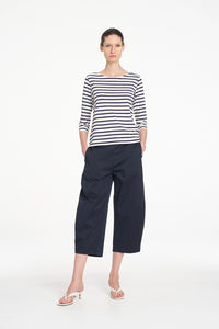 Mela Purdie Crop Barrel Pant in Navy F419 10003 - Pre-Order November Delivery