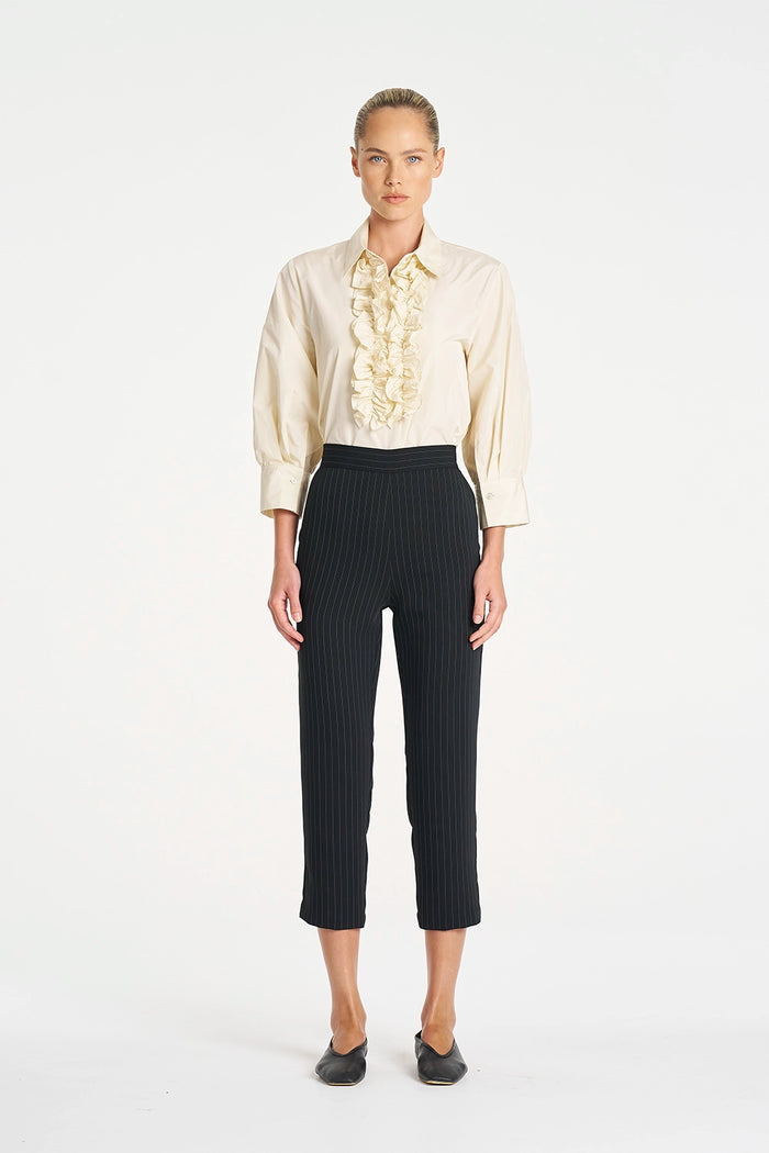 Mela Purdie Tapered Flat Pant in Black/Vanilla F734 1831 - Pre-Order July Delivery