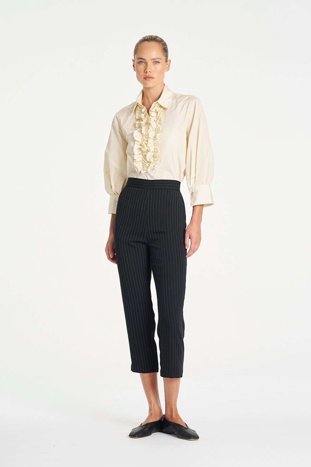 Mela Purdie Tapered Flat Pant in Black/Vanilla F734 1831 - Pre-Order July Delivery