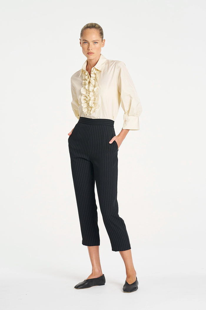 Mela Purdie Tapered Flat Pant in Black/Vanilla F734 1831 - Pre-Order July Delivery