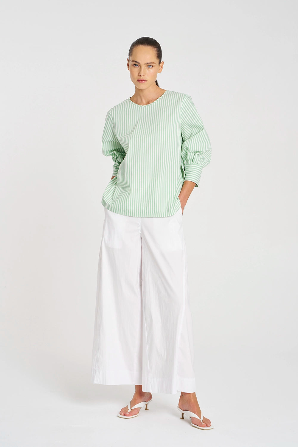Mela Purdie Resort Top in Palm/White F731 8786 - Pre-Order September Delivery