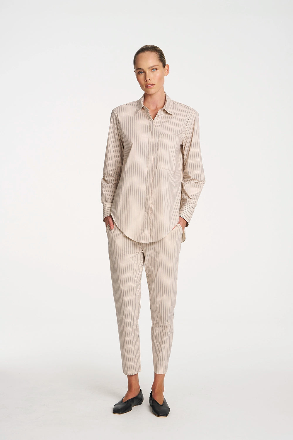 Mela Purdie Saville Shirt in Blush/Navy F733 8920