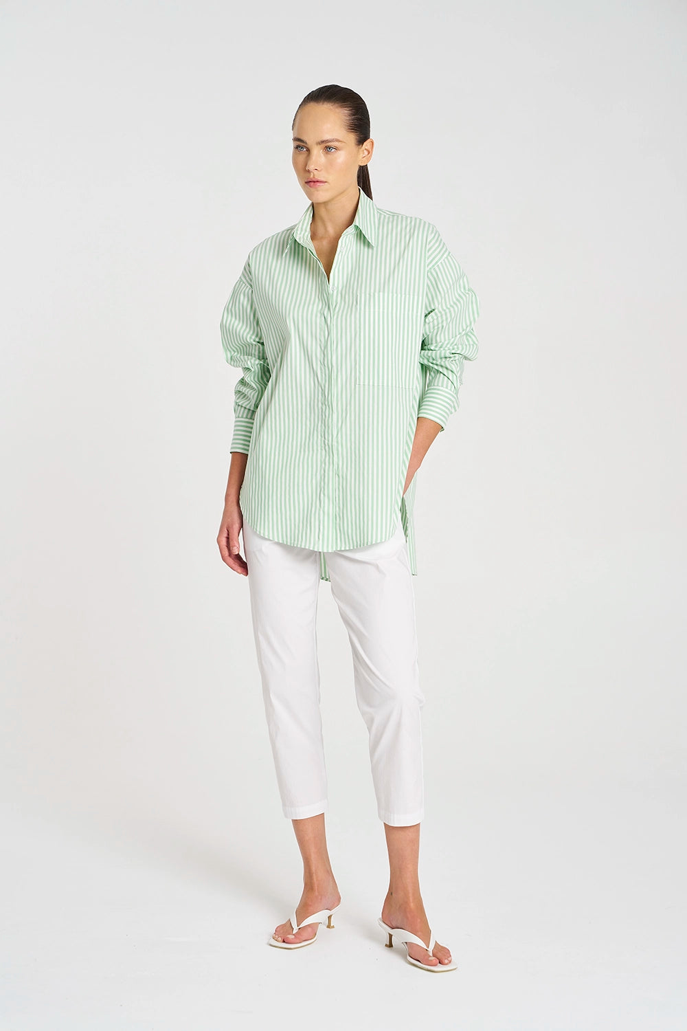 Mela Purdie Relaxed Pocket Shirt in Palm/White F731 8101 - Pre-Order September Delivery