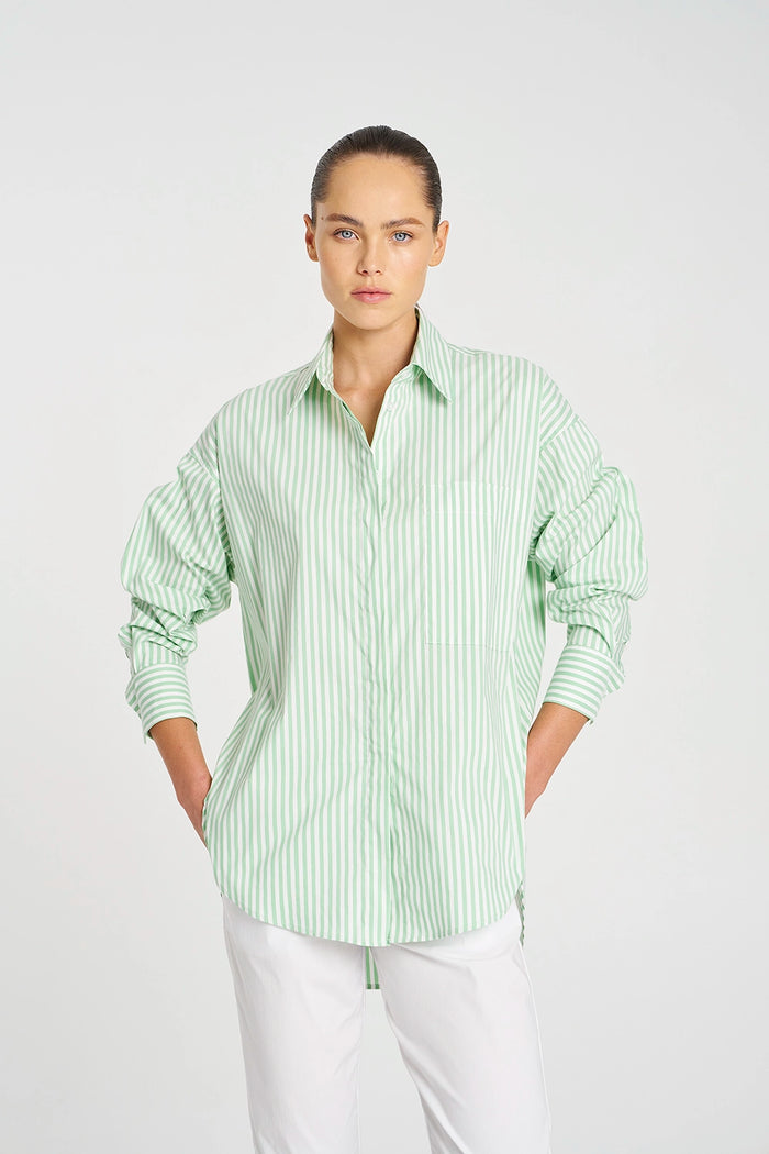 Mela Purdie Relaxed Pocket Shirt in Palm/White F731 8101 - Pre-Order September Delivery