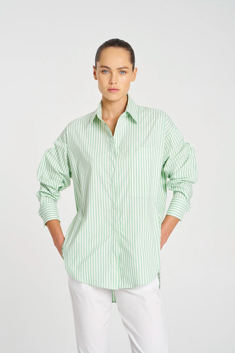 Mela Purdie Relaxed Pocket Shirt in Palm/White F731 8101 - Pre-Order September Delivery