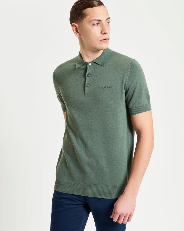 Ben Sherman Signature Short Sleeve Polo in Olive B1012857