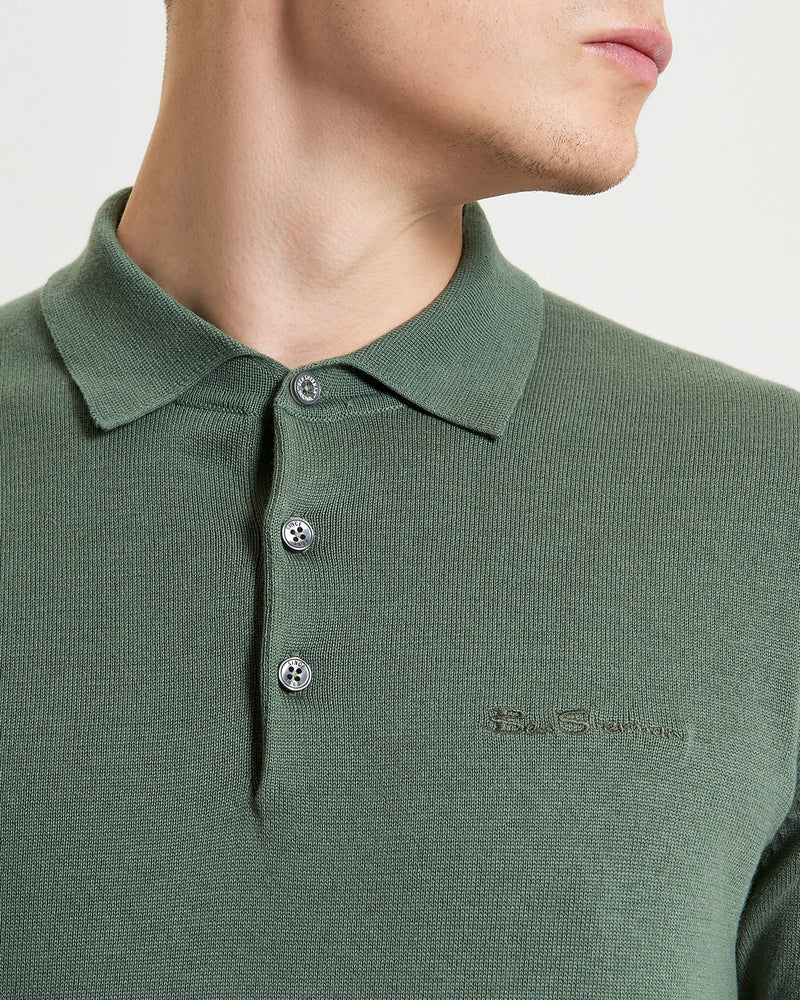 Ben Sherman Signature Short Sleeve Polo in Olive B1012857