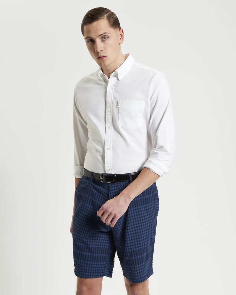 Ben Sherman Signature Oxford Long Sleeve Shirt in White B1012490