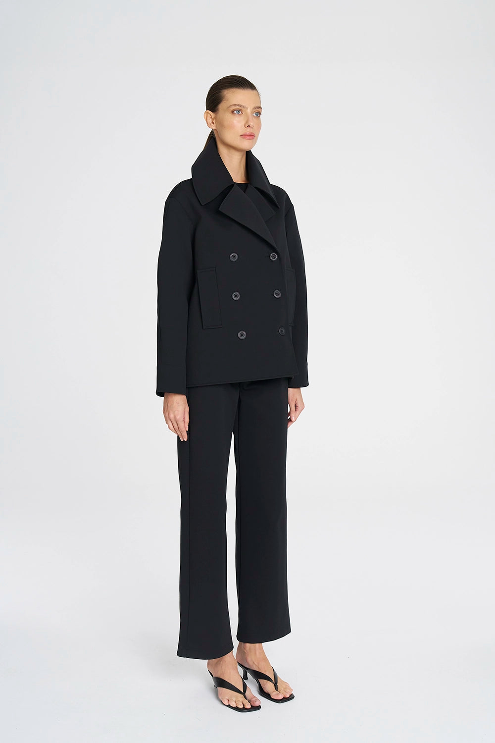 Mela Purdie Pea Jacket In Black F103 4241 - Pre-Order March Delivery