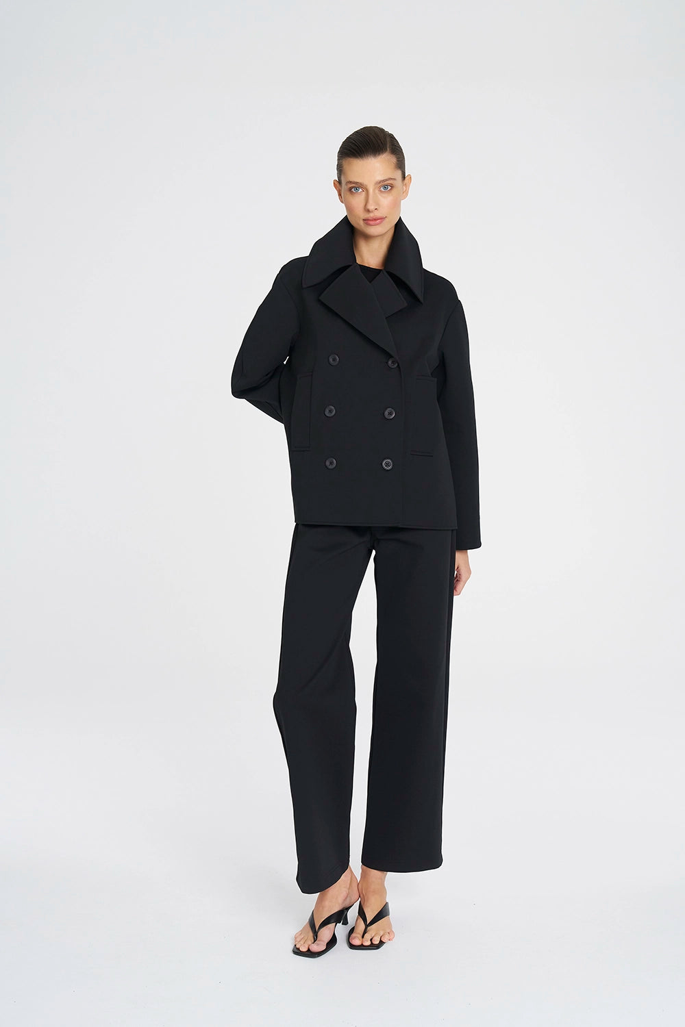 Mela Purdie Pea Jacket In Black F103 4241 - Pre-Order March Delivery