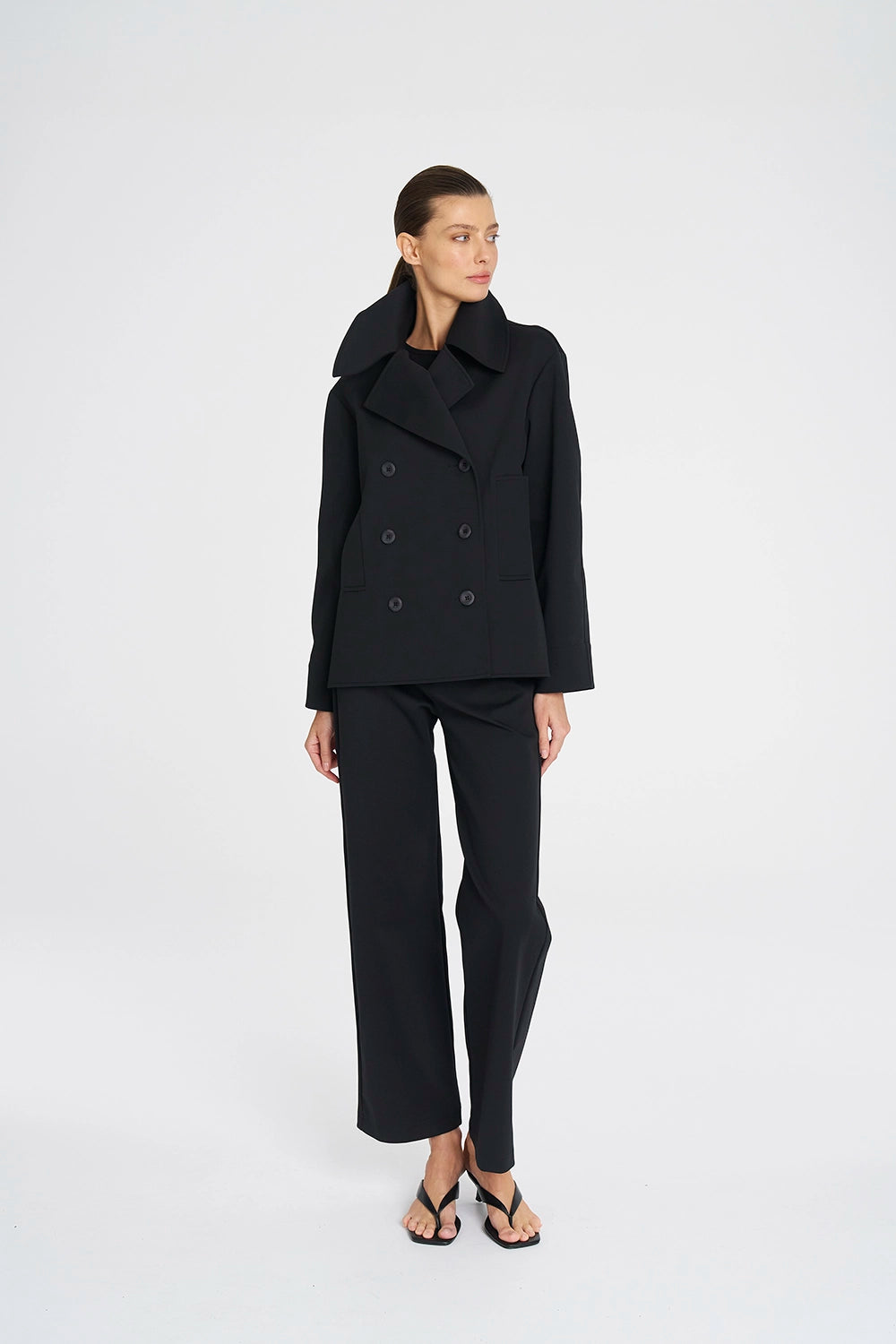 Mela Purdie Pea Jacket In Black F103 4241 - Pre-Order March Delivery