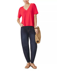 Splendid Kacey Bamboo V Neck SS Tee in Scarlet RM4K422