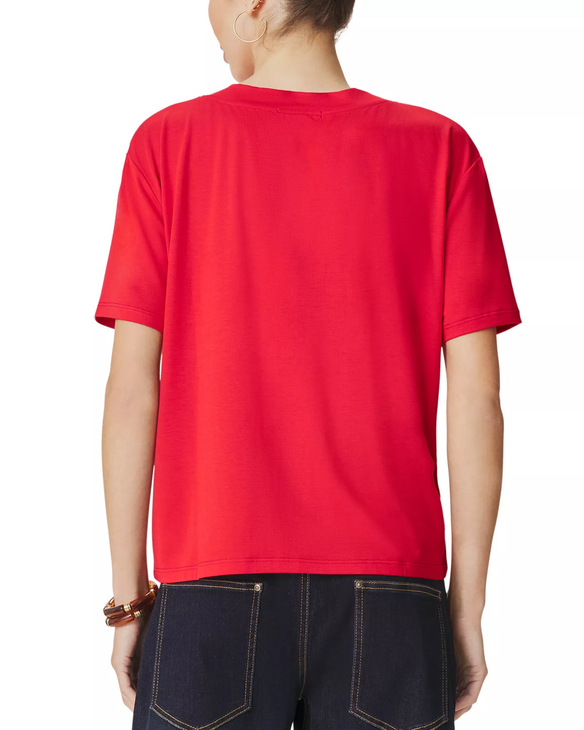 Splendid Kacey Bamboo V Neck SS Tee in Scarlet RM4K422
