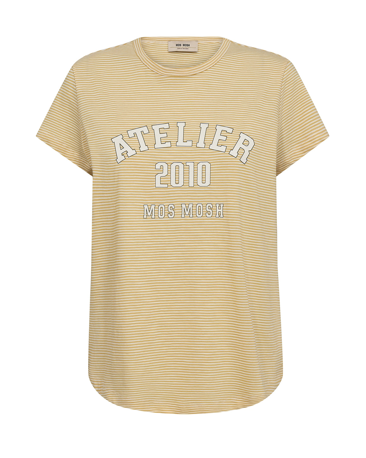 Mos Mosh Camp O-SS Stripe Tee in Rattan 178960
