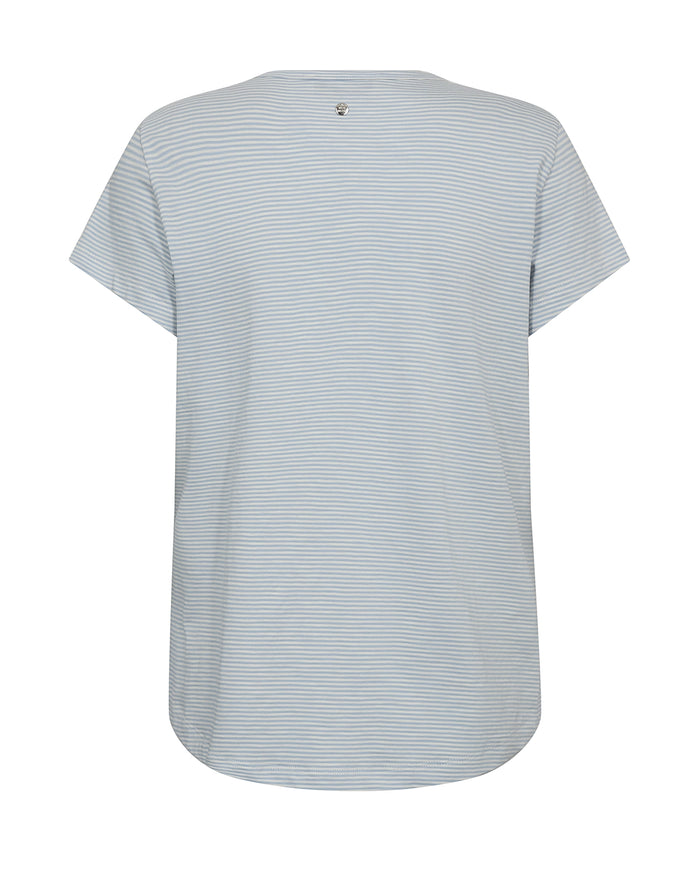 Mos Mosh Camp O-SS Stripe Tee in Skyway 178960