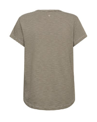 Mos Mosh Camp O-SS Stripe Tee in Burnt Olive 178960