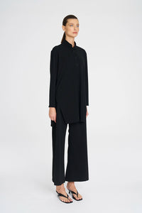 Mela Purdie Maxi Henley In Black F007 8945 - Pre-Order March Delivery