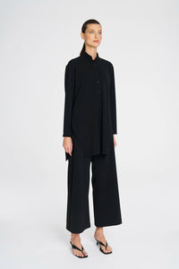 Mela Purdie Maxi Henley In Black F007 8945 - Pre-Order March Delivery