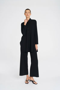 Mela Purdie Maxi Henley In Black F007 8945 - Pre-Order March Delivery