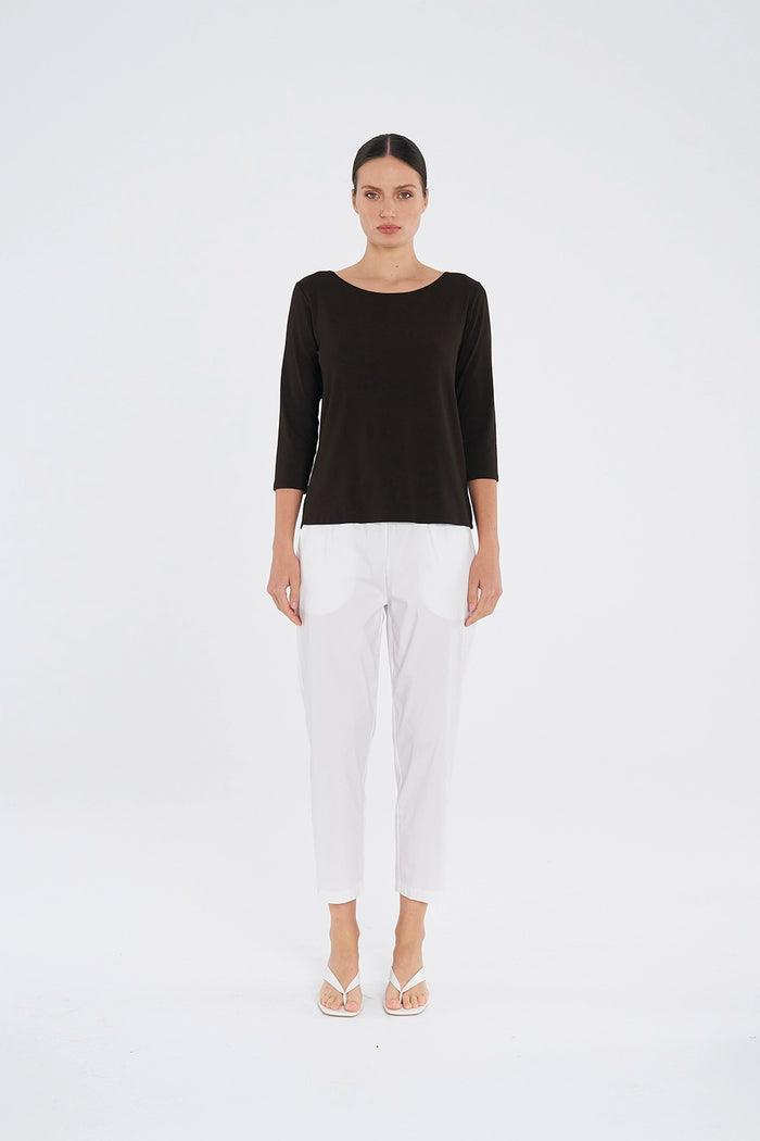 Mela Purdie Relaxed Boat Neck in Fudge F01 2630 - Pre-Order February Delivery