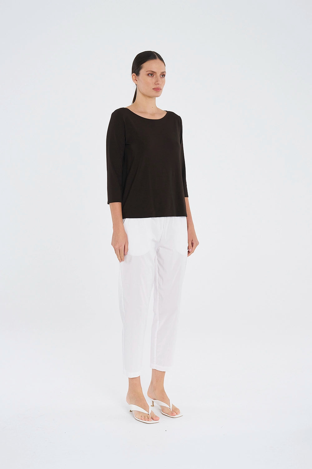 Mela Purdie Relaxed Boat Neck in Fudge F01 2630 - Pre-Order February Delivery