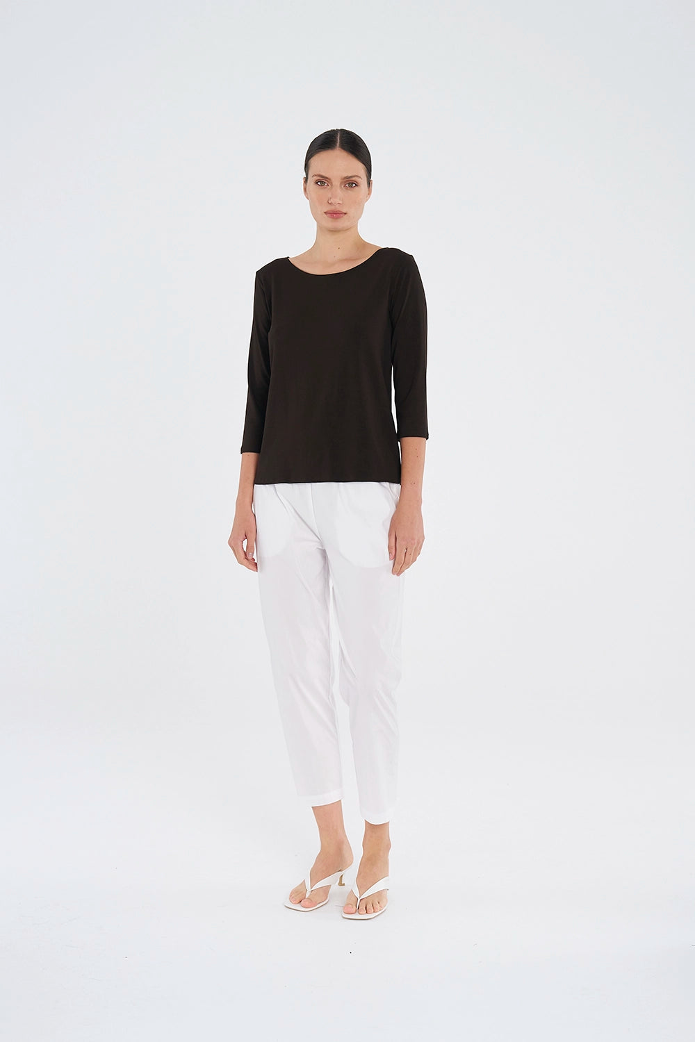 Mela Purdie Relaxed Boat Neck in Fudge F01 2630 - Pre-Order February Delivery