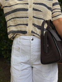 Mos Mosh Une Wave SS Knit Cardigan in Ecru 180370