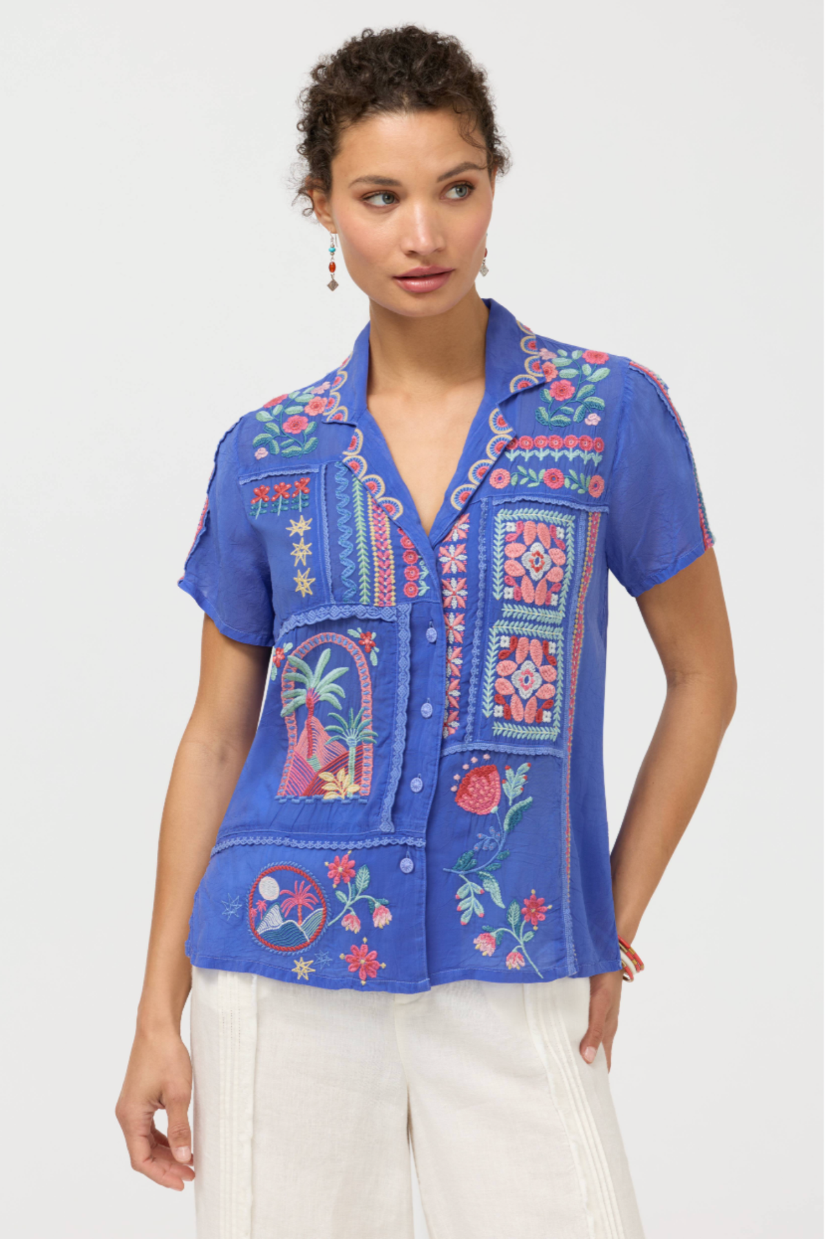 Johnny Was Petra Shirt - Lima in Baja Blue C10426-4