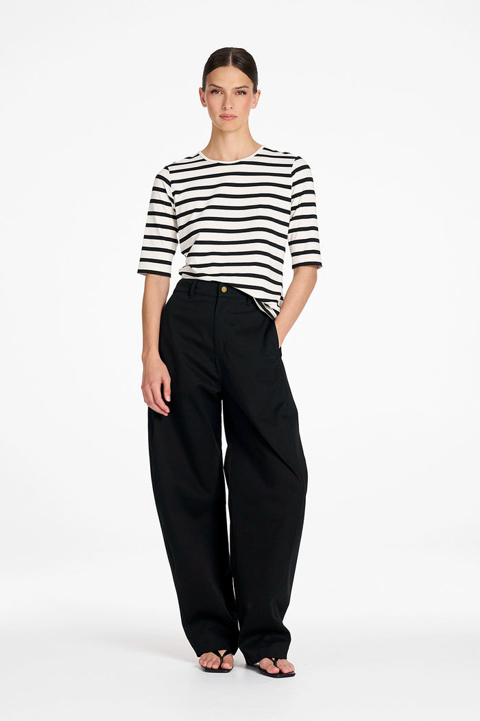 Mela Purdie Half Sleeve Top in White/Black F532 80063 - Pre-Order November Delivery