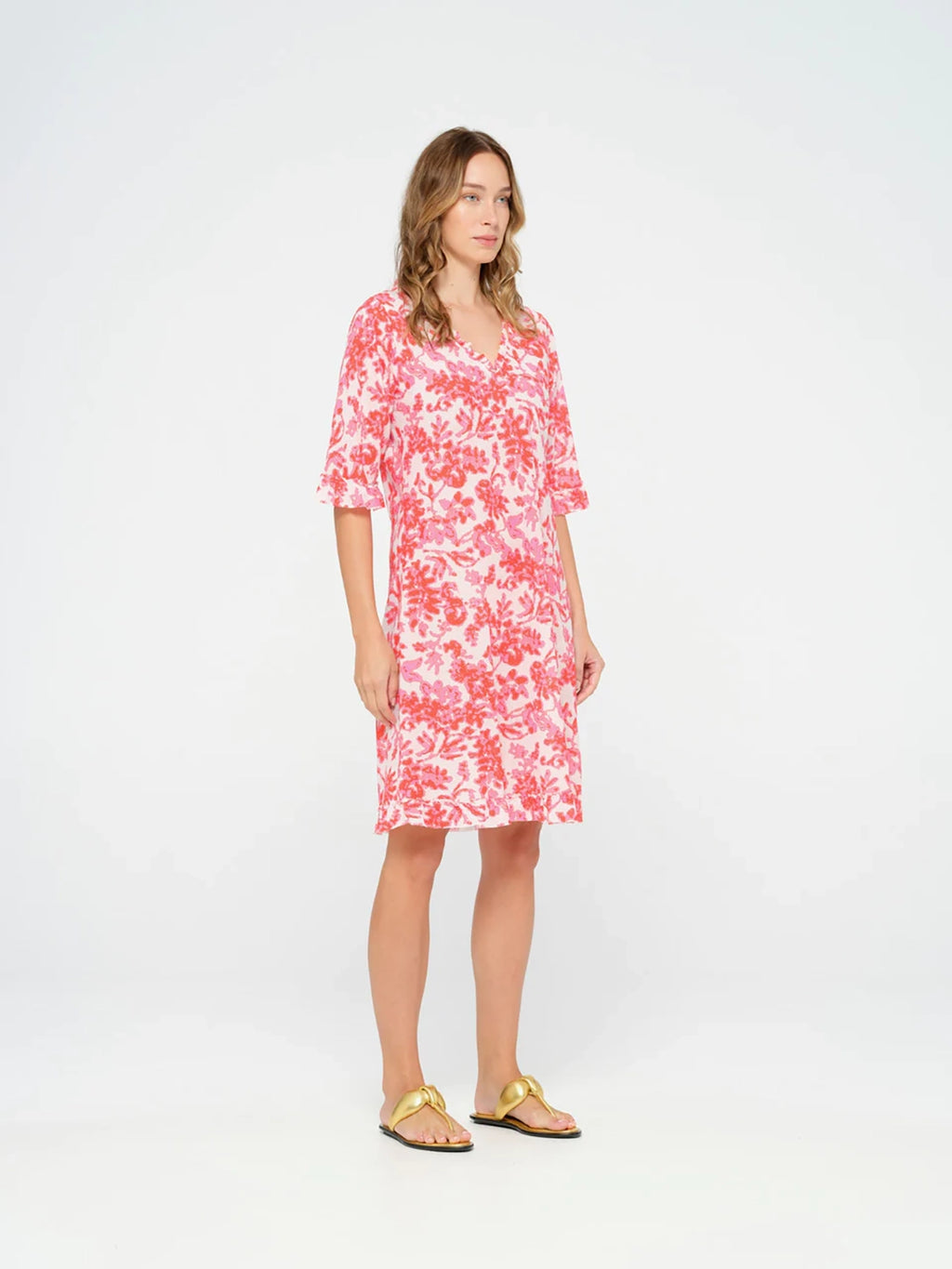 One Season Middy Indi-Antigua Pink-Cotton-Pink Dress 07628-6037