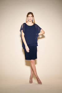 Joseph Ribkoff Layered Chiffon Rhinestone Dress Jr233757