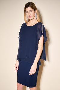 Joseph Ribkoff Layered Chiffon Rhinestone Dress Jr233757