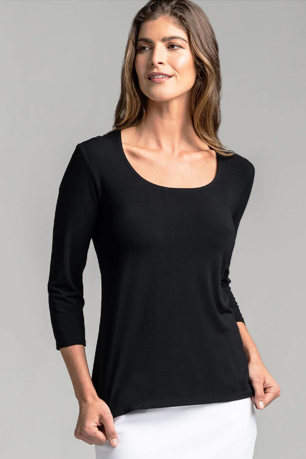 Paula Ryan 3/4 Sleeve U Shape Scoop Top 2400